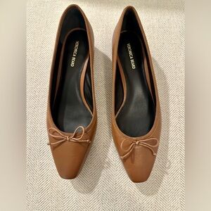 Veronica Beard Brown Square-Toe Leather Ballet Square Heel Low Pumps NWT